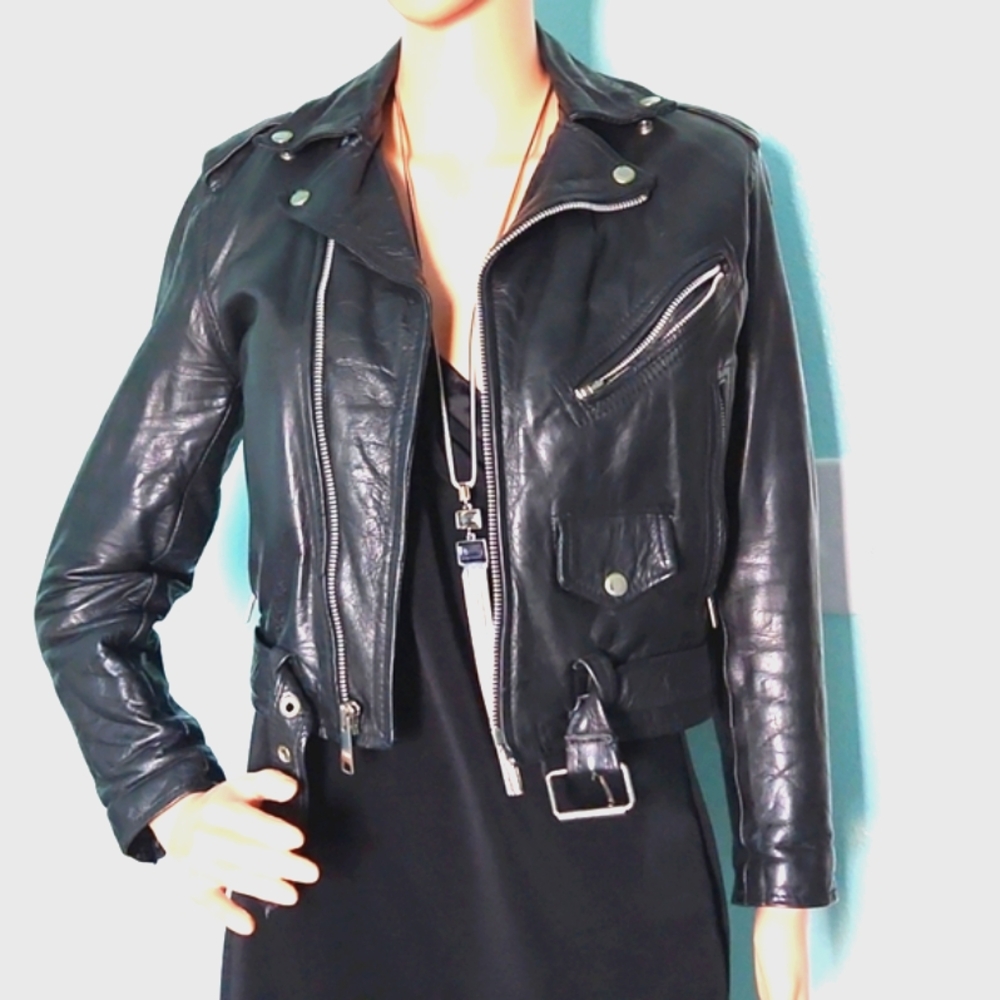 Vintage ICS Motorcycle Leather Jacket Sz.16..see Measurements - Picture 3 of 14